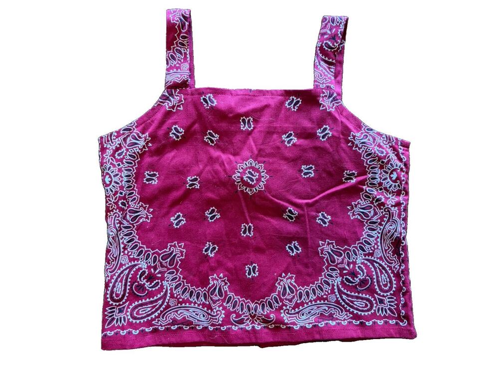 NWT Vintage 24/7 Girl’s Red Paisley Sleeveless Tank Top Western Army Brat